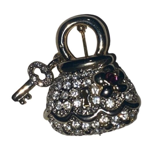 3D Tiny Rhinestone Lock with Key Pin Brooch Jewelry Women - Picture 3 of 7